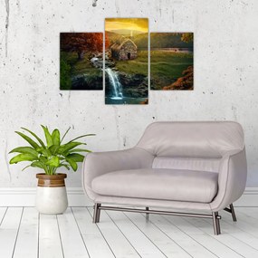 Tablou cu căbănuță în peisaj de poveste (90x60 cm)