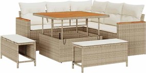 vidaXL Set de canapele pentru grădină cu pernă 8 pcs Bej Rattan poli