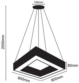 Lustră LED pe cablu LED/55W/230V 4000K 80x80 cm