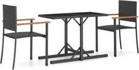 vidaXL Set mobilier de grădină, 3 piese, negru