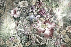 Tablou - Flori pe roata de lemn (90x60 cm)