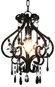 vidaXL Candelabru cu mărgele, negru, rotund, E14