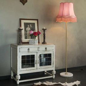 Lampă de podea retro din alamă cu abajur Granny roz 45 cm - Kaso