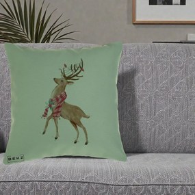 Perna Decorativa Renita cu Fular si Luminite, 40x40 cm, Verde, Husa Detasabila, Perna Inclusa, BEKZ®