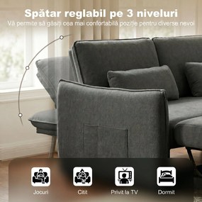 HOMCOM Canapea mică extensibilă cu saltea integrată | Aosom Romania