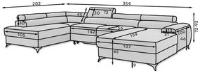 Supermobel Canapea in forma de U LACANTE, 354x92x202, Gojo 40, stanga