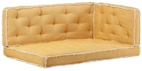 Set perne pentru canapea din paleti, 3 piese, galben 1, Galben, Canapea coltar