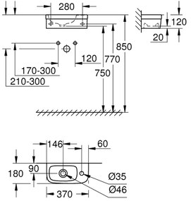 GROHE 39327000 - Lavoar BAU CERAMIC 370 × 180 mm, ceramică, alb