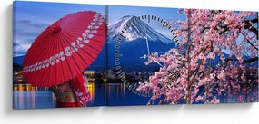 Tablou - cu privire la munte - Japonia (cu ceas) (90x30 cm)