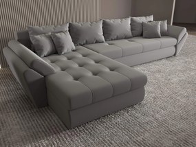 Colțar extensibil dumonde cu ladă de depozitare si sezut confortabil din spuma high-density, Loana XL Royal Gri 335x185 cm