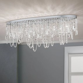 Plafoniera ovala din alama si cristale SchÃ¶ler Kristalldesign 110x25cm, chrome