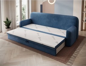 Canapea albastră extensibilă/cu spațiu de depozitare cu tapițerie din catifea reiată 236 cm Elioss – ELTAP