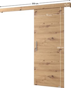 Uşă glisantă, stejar artizanal/ stejar artisan/ argintiu, SALDOR 90 1
