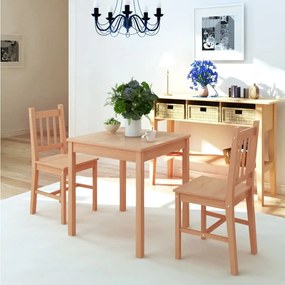 242956 vidaXL Set masă și scaune din lemn de pin, 3 piese