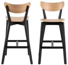 Scaune de bar din lemn de arbore de cauciuc 2 buc. 105 cm Roxby – Actona