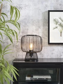 Veioza, lampa de masa eco din bambus Cango negru, 30x26cm