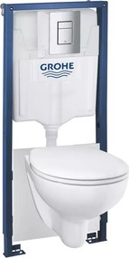 Set rezervor WC Grohe Solido 5 in 1 si clapeta crom Skate Cosmopolitan plus vas WC Bau Ceramic cu capac softclose