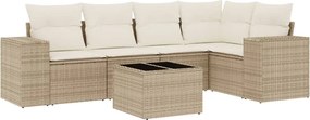 vidaXL Set canapele de grădină cu perne, 6 piese, bej, poliratan