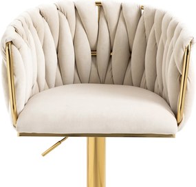 Set de 2 scaune de bar vintage cu spătar și suport pentru picioare, scaune de dining, Fildeș