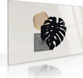 Tablou pe sticlă - Abstracție cu frunze tropicale N⁰2 (70x50 cm)