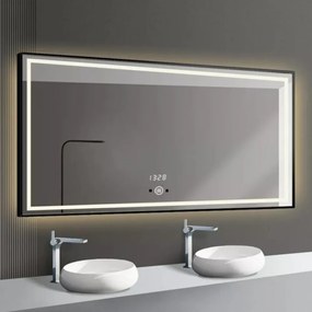 Oglinda Baie Led Cu Senzor De Miscare , 80x60cm, Rama Negru Mat, Led Touch , Elit's ESNJ30
