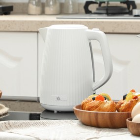 HOMCOM Fierbător Electric 1,7L 2025W cu Filtru Anticalcar Detașabil Oprire Automată Bază Rotativă 360° Crem | Aosom Romania