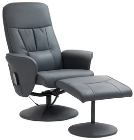 HOMCOM Fotoliu de masaj cu scaun, Scaun ergonomic cu 10 puncte de vibrații, Piele artificială, 76 x 81 x 105 cm, Gri închis | Aosom Romania