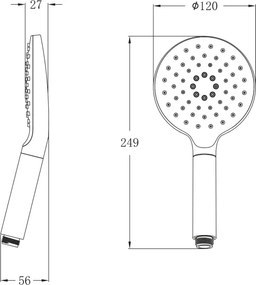 Sapho - Duș de mână rotativ, crom lucios