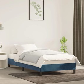 346956 vidaXL Cadru de pat, albastru închis, 90x200 cm, catifea