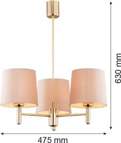 Brilagi - Lustru pe tijă MONTE 3xE27/15W/230V bej/auriu