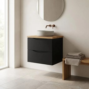 Dulap baza suspendat Rune Asger 2 sertare 60 cm negru mat