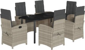 vidaXL Set mobilier de grădină cu perne, 7 piese gri deschis poliratan