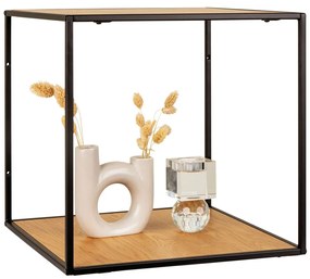 Raft de perete Vita, efect stejar, cadru negru 36x36x36 cm