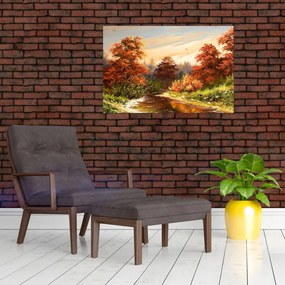 Tablou - Râu în peisaj de toamnă (90x60 cm)