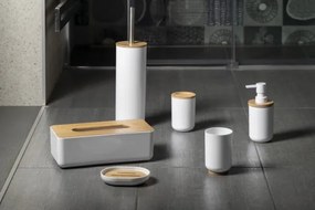 Perie de toaletă autoportantă Aqualine alb/bambus