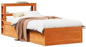 vidaXL Cadru de pat cu tăblie, maro ceruit, 75x190 cm, lemn masiv pin