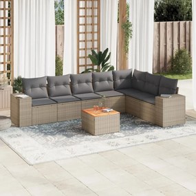 vidaXL Set canapele de grădină, 8 piese, cu perne, bej, poliratan