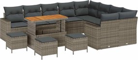 vidaXL Set de canapele pentru grădină 13 pcs Gri poliratan