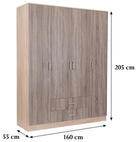 Dulap Miami 160x205 cm stejar York-stejar Sonoma