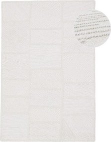 Covor alb țesut manual din amestesc de lână 160x230 cm Sculptured Blocks – Flair Rugs