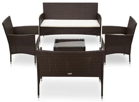 45892 vidaXL Set mobilier de grădină cu perne, 5 piese, maro, poliratan