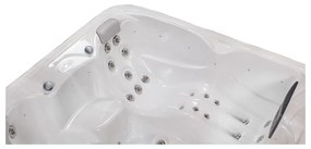 Minipiscina alb lucios cu LED si sistem audio, 6 persoane, 215x215 cm, Wellis, Venus