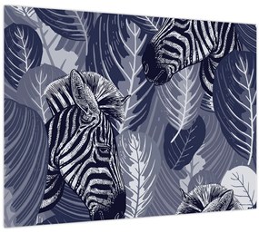 Tablou - Zebre albastre (70x50 cm)