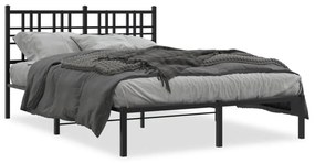 376323 vidaXL Cadru de pat metalic cu tăblie, negru, 135x190 cm