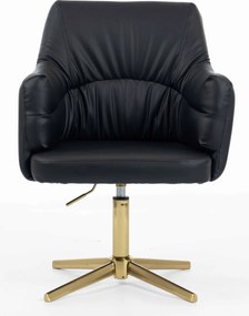 HR840CROSS Scaun Negru Piele Ecologica cu Bază Aurie