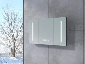 Vicenza || Gri antracit mat, dulap cu trei uși, oglindă și iluminare LED 100 cm