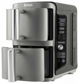 Friteuza cu aer cald Ninja Double Stack XL, 2470 W, capacitate 9.5 litri, interval temperatura 40 - 240 °C, doua zone de gatit, 6 programe, gri