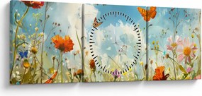 Tablou - Fluturi pe pajiștea de vară (cu ceas) (90x30 cm)