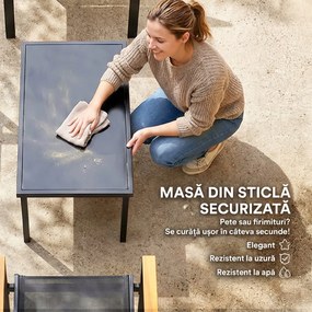 Outsunny Set Mobilier Exterior, Rezistent la Rugină, 4 Piese, Negru | Aosom Romania