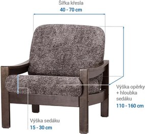 Gaico Huse bielastice MARMO maro fotoliu cu manere de lemn (l. 40 - 70 cm)